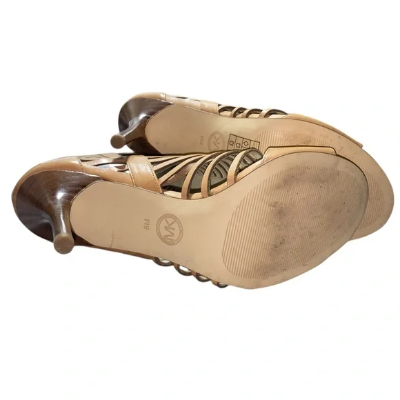 Michael Kors Odelia Bootie Tan High Heels Size 8 - Picture 6 of 7